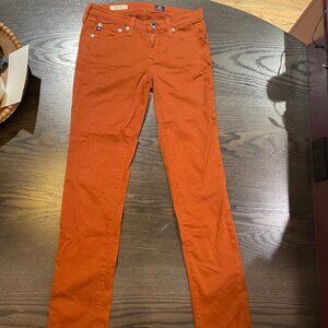 Women's Adriano Goldshmied Cigarette Jeans size 25R rust color pre owned